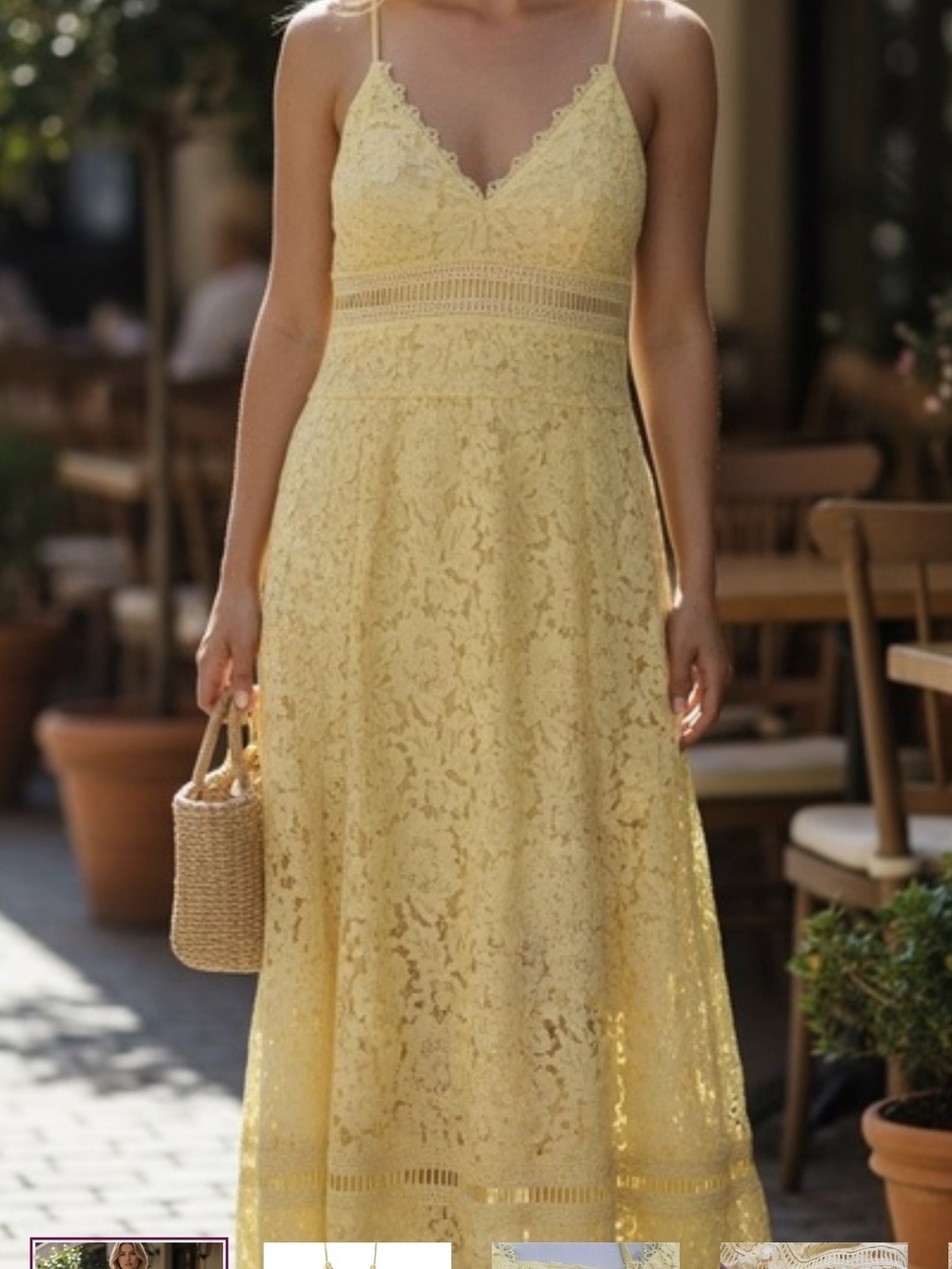 Generation Love Lemon Yellow Lace Maxi Dress with Spaghetti Straps